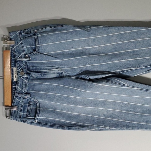 pacsun jeans women’s size 27 blue white Mom jean vertical stripes - Picture 15 of 16